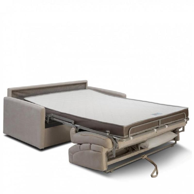 Canapé convertible CanapExpress CHAMPAGNY - 140 cm - Matelas Memory 22 cm - Dossiers hauts - Velours bleu turquoise_4