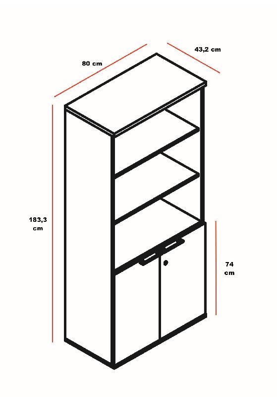 Armoire bibliothèque avec portes basses - MDD - Blanc, Avec socle de finition_4