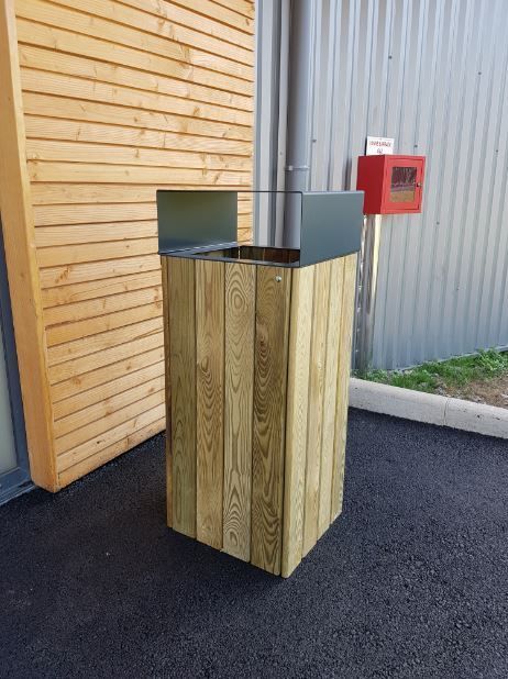 Poubelle publique en bois durable - Wood Park URBANECO 42 - Contenance 90L - Châssis en pin traité autoclave classe 4_4