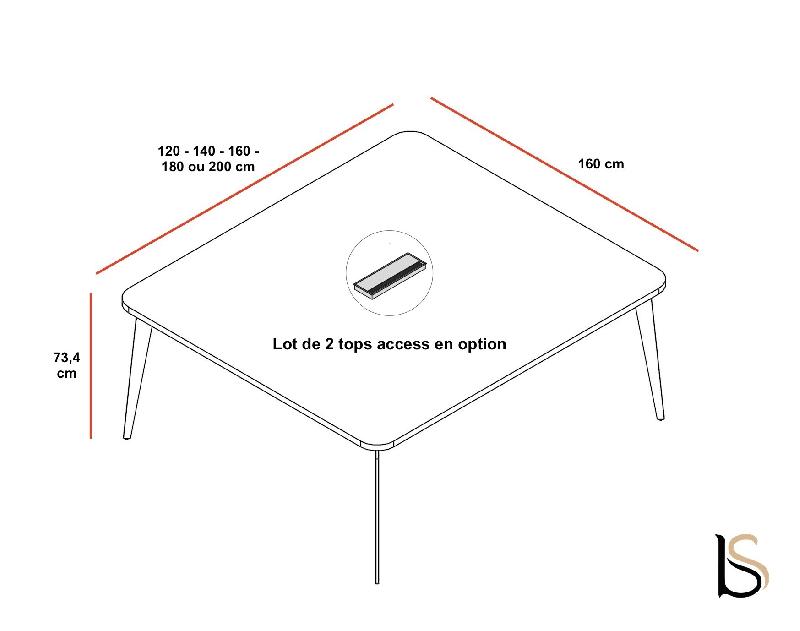 Bureau bench 2 personnes Blade - Alea - Non, 120, Chêne gris_4