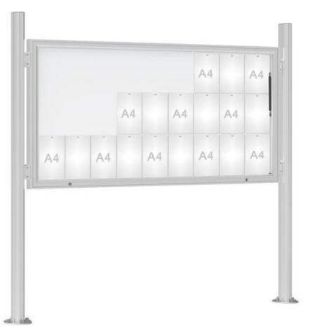 Vitrine extérieure anodisé 75 sur poteaux oblongs - Affichage simple face - Plexi chocs - Serrure de sécurité avec 2 clés_4