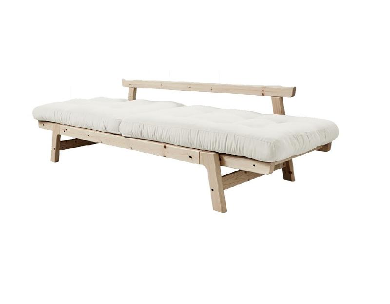 Banquette convertible futon Step - Pin massif coloris naturel - Couchage 70x200 cm_4