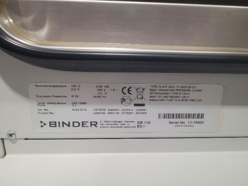 Incubateur / étuve réfrigéré BINDER KB-115 avec convection forcée 100°C_4
