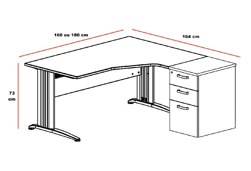 Bureau compact 90° Sigma - Mobel Linea - Argent Ral 9006, 180, Anthracite, Gauche_4