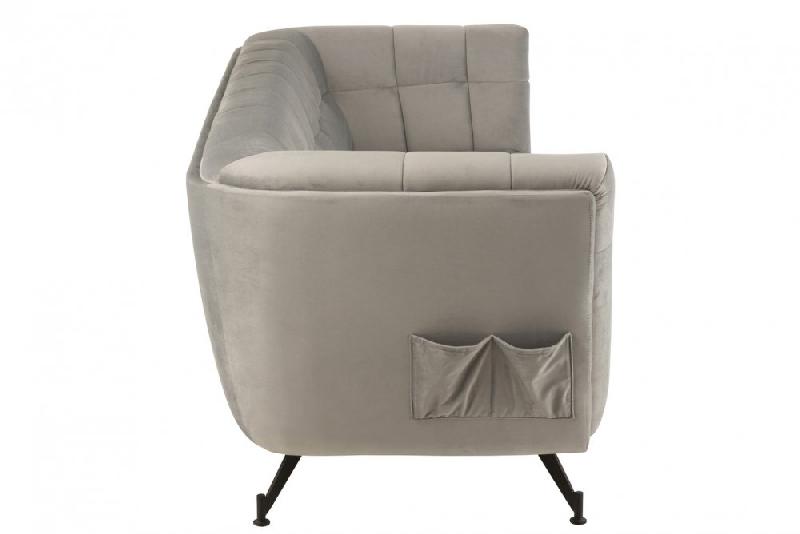 Canapé lounge Marianah gris clair - Structure bois - Revêtement velours capitonné - L207 x H78 x P82 cm_4