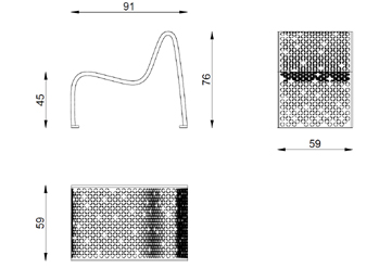 Banc public en métal avec thermolaquage corten effects
