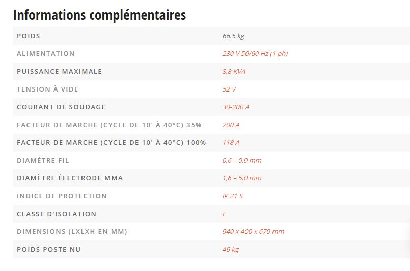 Inverter promig 210 c nu - poste à souder à l'arc - easyweld - puissance maximale 8,8 kva_4