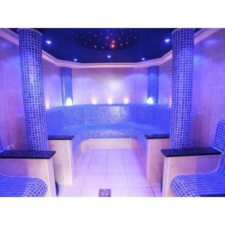 Kit éclairage fibre optique RGB 16W pour sauna ou hammam - 12 points lumineux avec têtes en or étanches_4