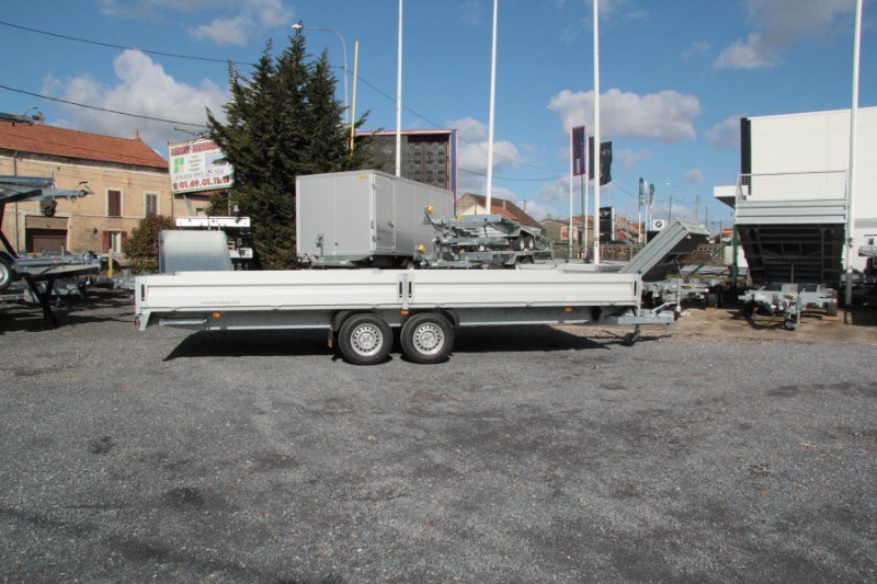 Remorque plateau HUMBAUR HT 306225 GR - 2 essieux - roues dessous - ridelles alu_4