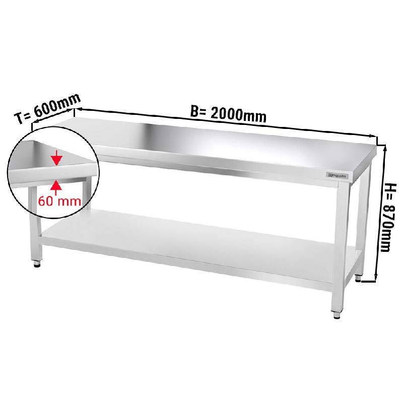 Tables Inox centrales Premium avec Etagère - P 600 mm | Ggm - 2000_4