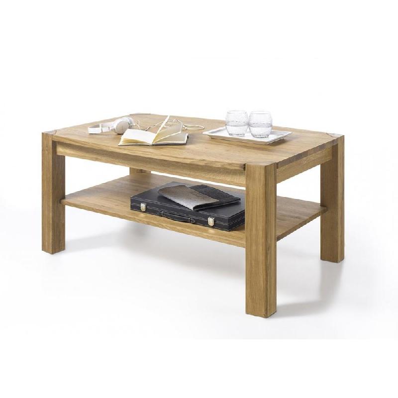 Table basse KALOS - 110 x 70 cm - Chêne massif noueux huilé avec étagère intermédiaire_4