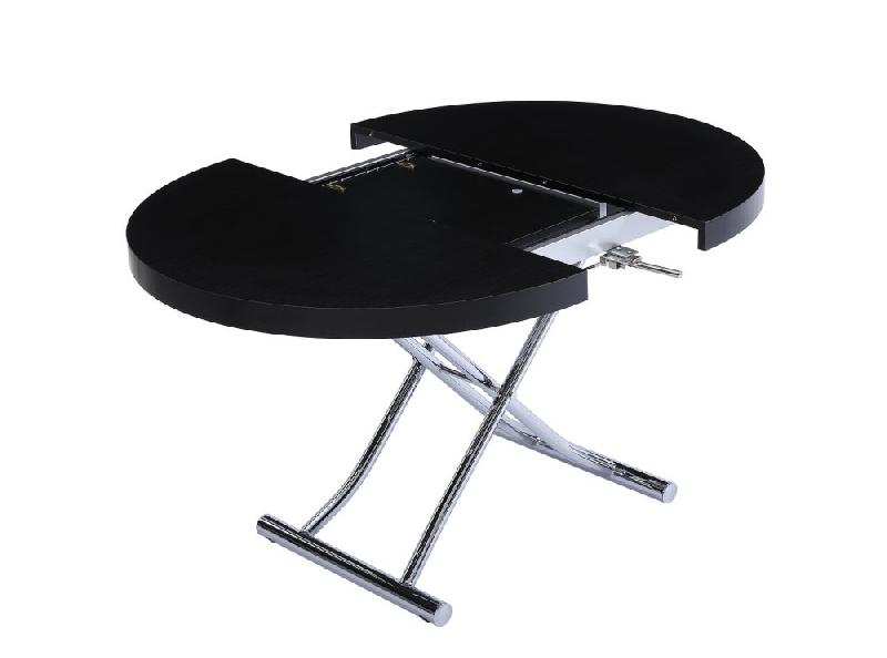 Table basse ronde relevable et extensible SATURNA - Bois noir - Diamètre 105 cm, extensible à 135 cm_4