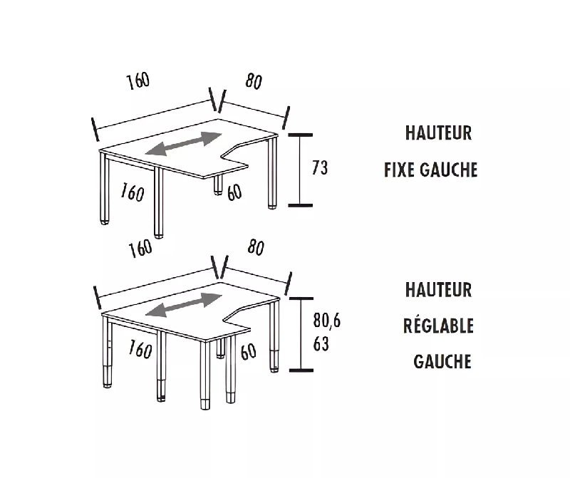 Bureau d'angle compact - hauteur fixe ou réglable - So Vera_4