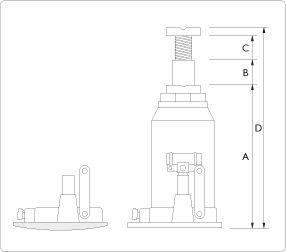 Crics bouteille type 2 - AC Hydraulic - capacité 12 à 30 t - avec rehausse sur colonne et plaque de fond arrondie_4