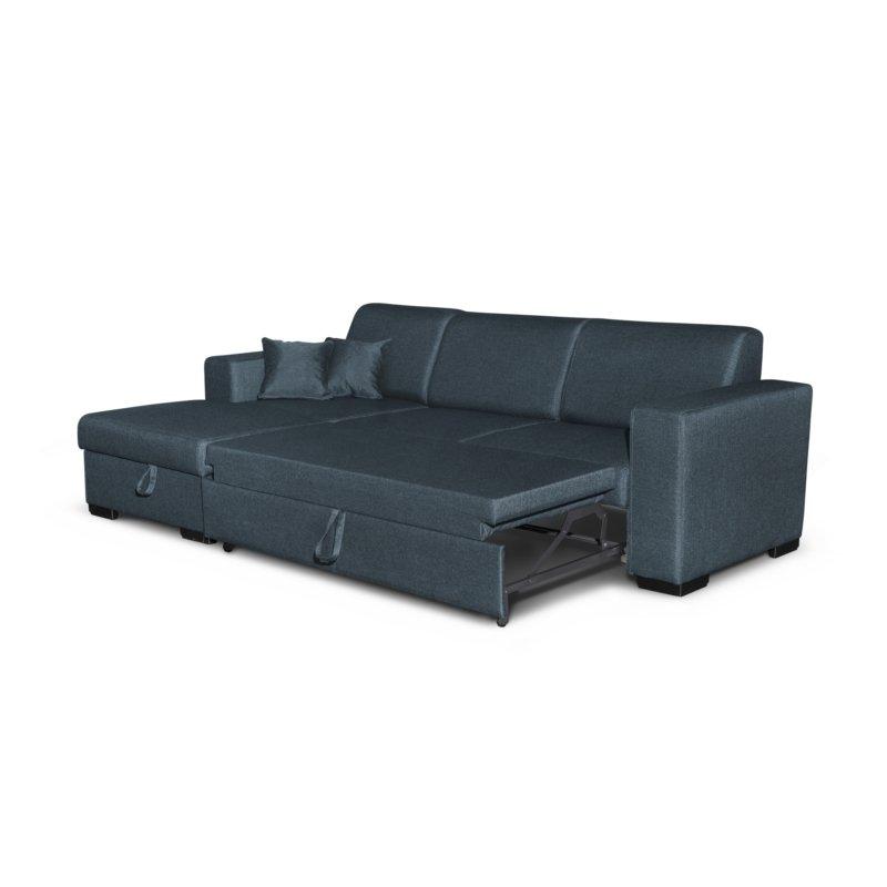 Canapé d'angle gauche convertible CABIRI bleu pétrole - avec coffre de rangement et coussins d'appoint_4