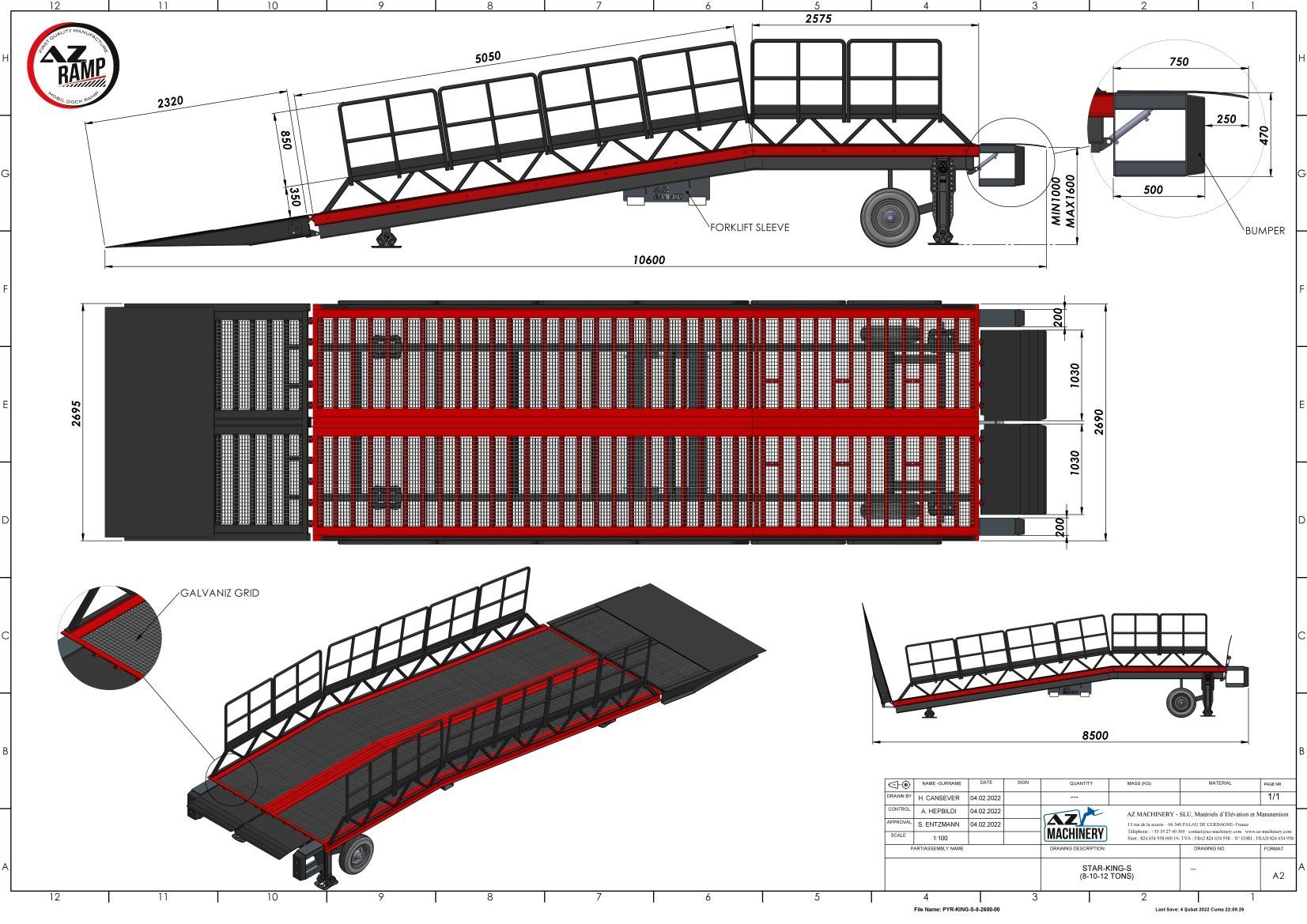 Rampe de chargement mobile large AZ RAMP STAR XL - utilisation manuelle ou électrique - 8 à 20T - options personnalisables_4