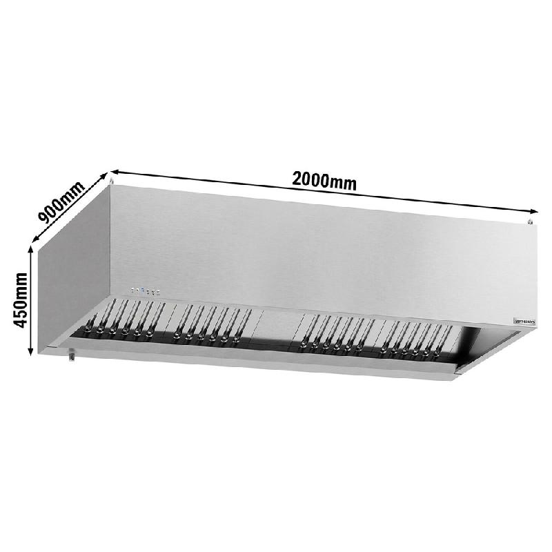 Hotte caisson inox 2m avec moteur, régulateur, filtre et éclairage | Profondeur 900 mm_4