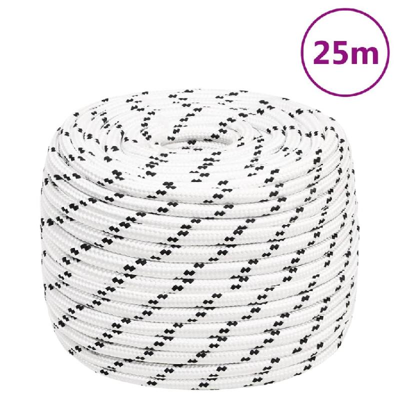 Vidaxl corde de bateau tressé blanc 14 mmx25 m polyester 152779_4