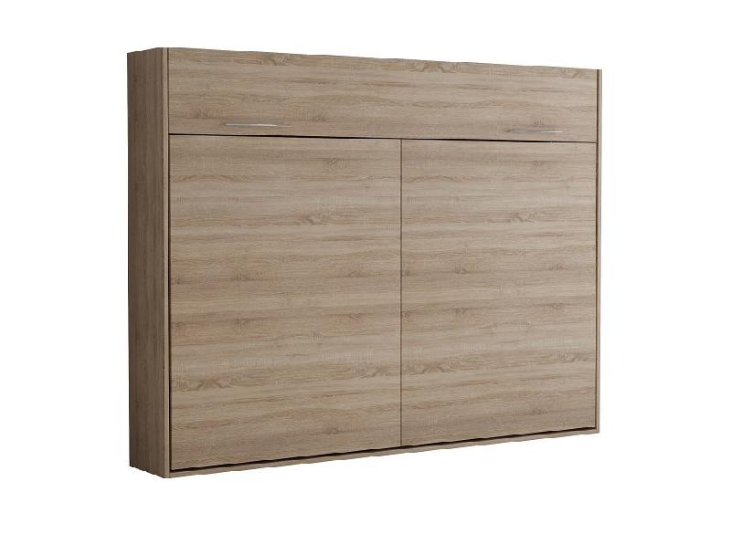 Armoire lit escamotable VERTIGO SOFA - structure accoudoirs chêne - tissu gris - couchage 160x200 cm_4