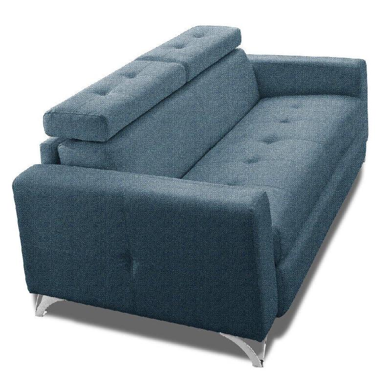 Canapé convertible Suède - 140cm ouverture express - Sommier à lattes Renatonisi - Matelas 16 cm tweed bleu_4