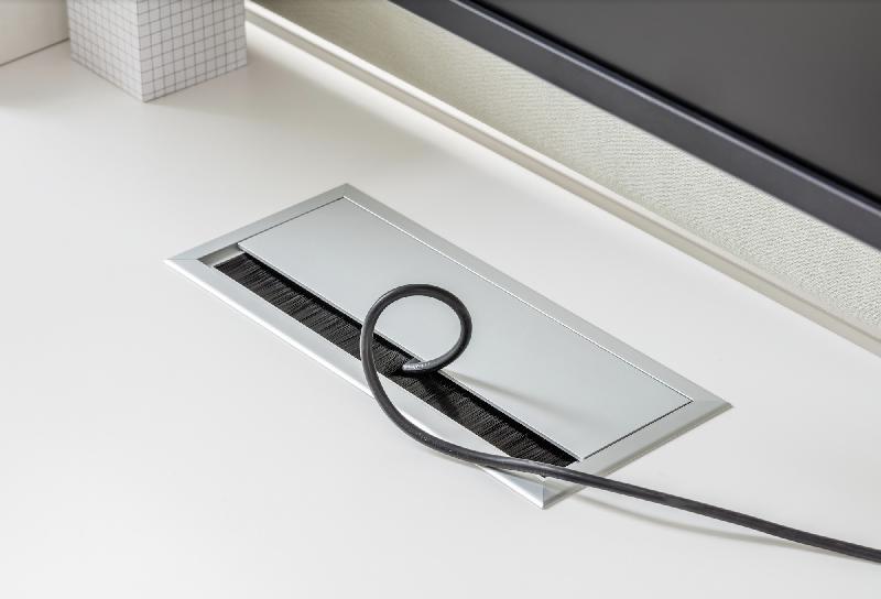 Table de réunion rectangulaire Ogi A - MDD - Oui, Blanc 9010, Anthracite_4