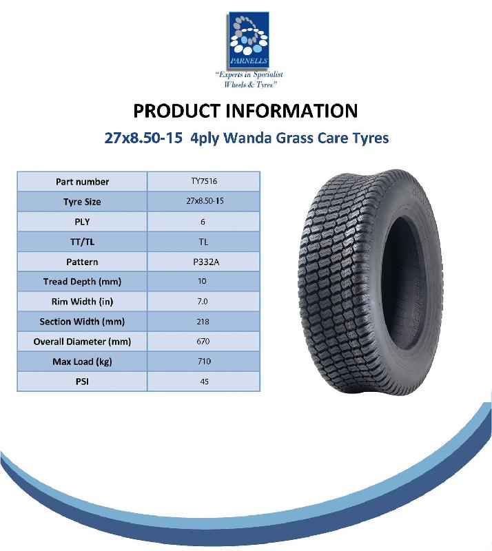 27x8.50-15 Pneu pour tondeuse à gazon 4ply Multi Turf Grass P332A Journey 710kgs (Lot de 3)_4