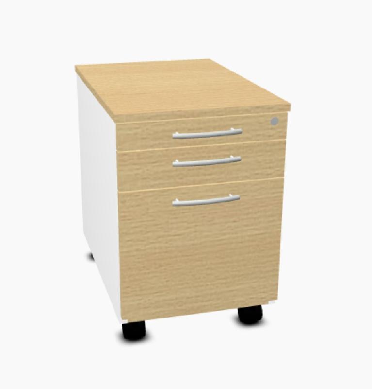 Caisson mobile pour dossiers suspendus - MDD - 3 tiroirs, Hêtre_4