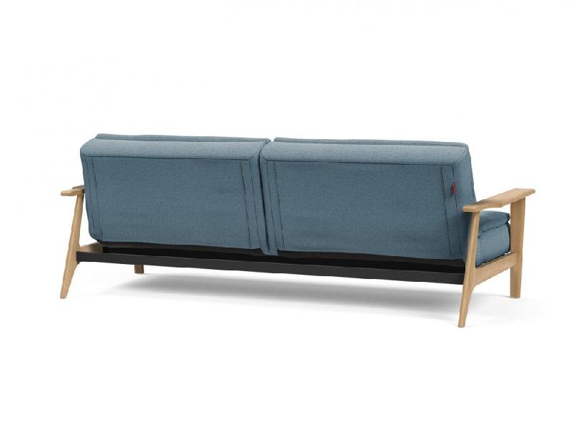 Innovation Living - Canapé lit design Dublexo Frej - Tissu Soft Indigo - Convertible 115x210 cm avec accoudoirs en bois_4