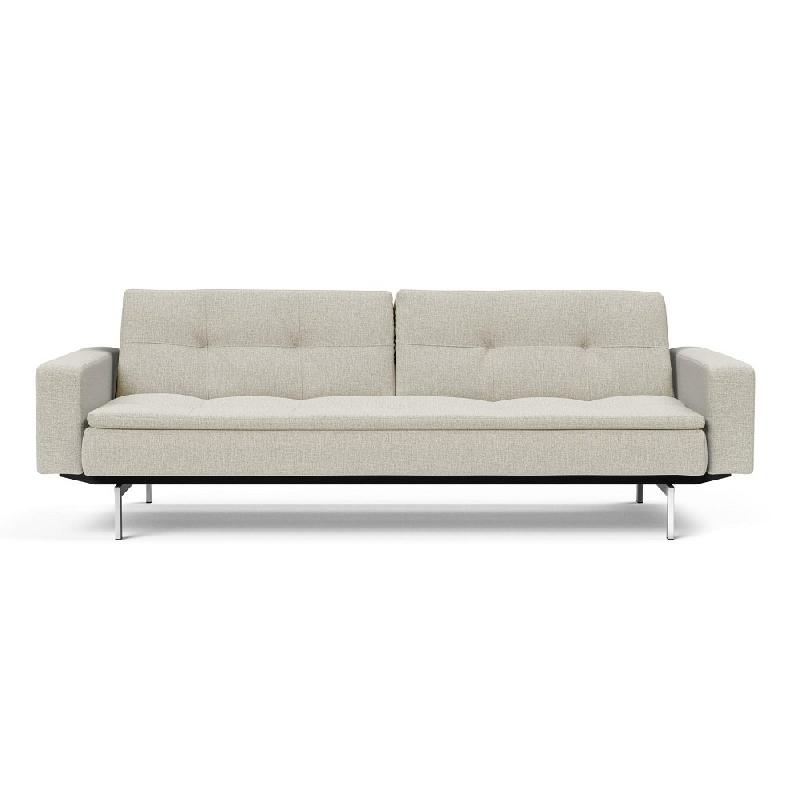 Canapé design Dublexo Chrome avec accoudoirs - Convertible lit 115x210 cm - Pieds chromés - Tissu Mixed Dance Natural_4