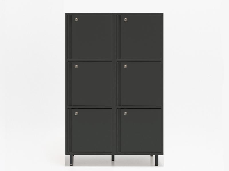 Meuble vestiaires 6 ou 8 cases - MDD - Anthracite, A clé, 2 x 3 cases, Petits pieds avec vérins_4