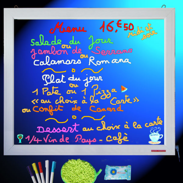 Ardoise lumineuse LED - Cadre bois ou blanc - Parfaite pour menus de restaurants_4