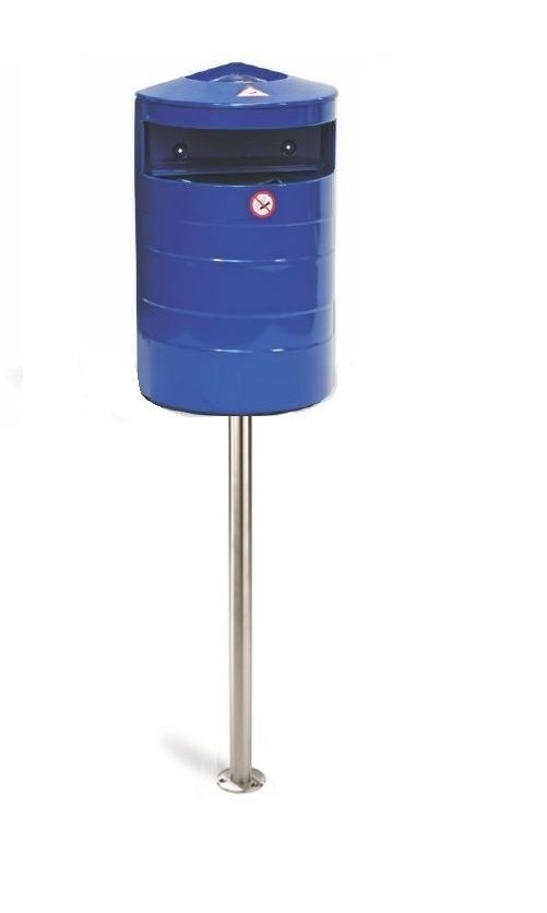 Poubelle publique murale en acier galvanisé - 40L à 100L - fixation murale, poteau ou sol - options seau et cendrier_5