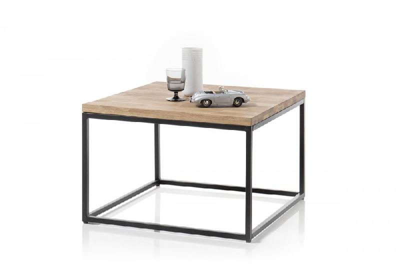 Table basse industrielle rectangulaire 70 cm - Chêne massif et métal noir laqué epoxy_4