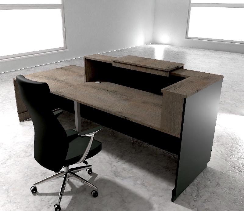 Bureau d'accueil ergonomique et Design Delta - Droite, Noir, 282, Chêne grisé_5