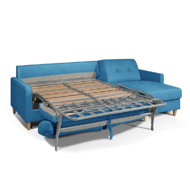 Canapé d'angle norway - matelas 16 cm - ouverture express - sommier lattes Renatonisi - tweed bleu azur_4