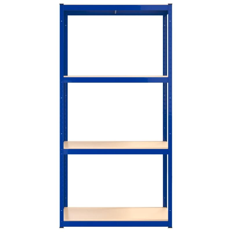 Vidaxl étagères à 4 niveaux 2 pcs bleu acier et bois d'ingénierie 3154147_4