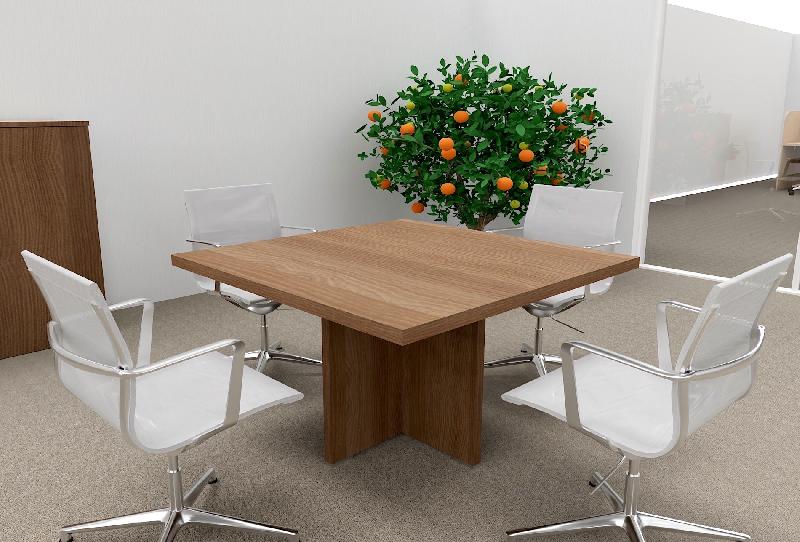 Table de réunion carrée TAK- Mobel Linea - Acacia foncé_4