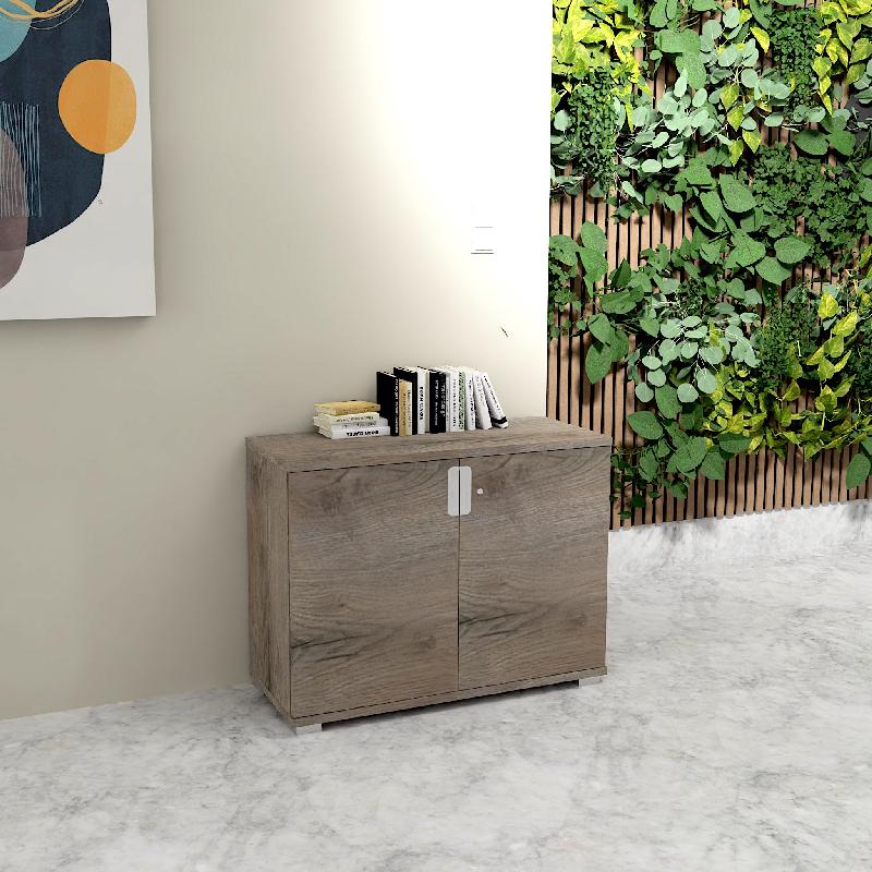 Armoire basse a portes battantes tak - MOBEL LINEA - chêne grisé_4