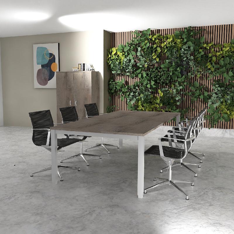 Table de réunion 6-8 personnes Tempo - Mobel Linea - 200, Alu, Chêne grisé_4