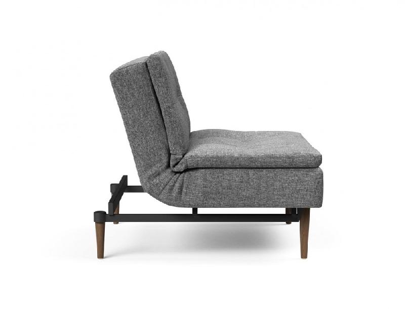 Fauteuil design Dublexo Styletto convertible lit 90x115 cm - Pieds chêne foncé - Tissu Twist Charcoal_4