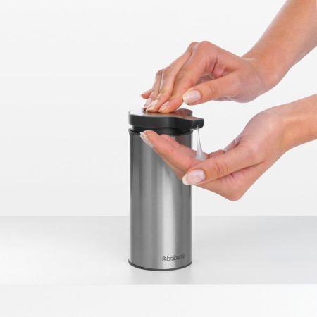 Distributeur de savon Brabantia Profile - Acier Mat Anti-empreintes digitales - Volume 200ml - Pompe anti-goutte - Base antidérapante_4