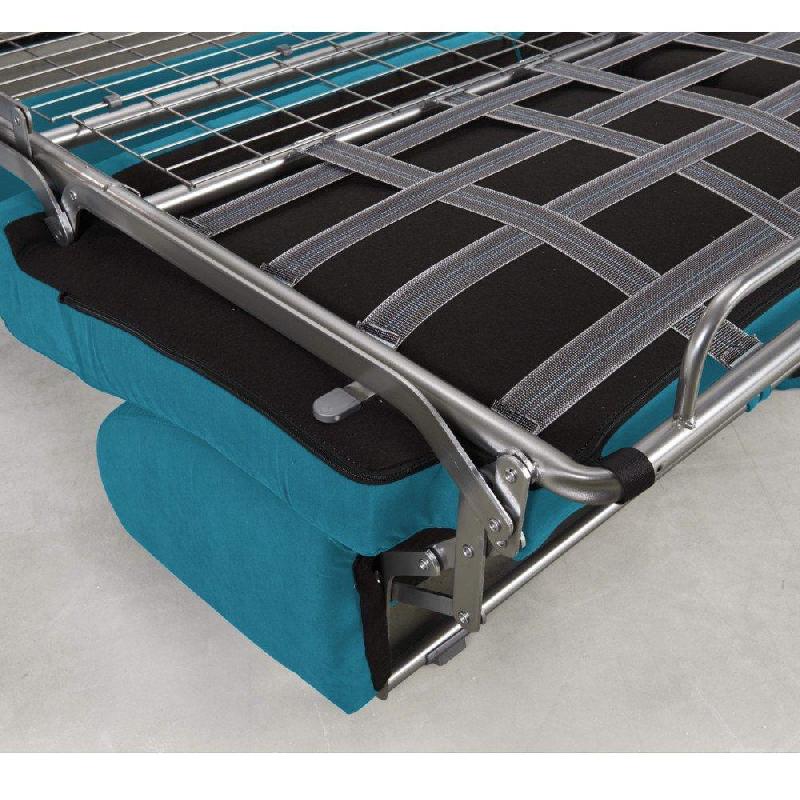 Canapé convertible express Crépuscule - Matelas 140 cm Comfort Bultex® - Tissu tweed turquoise hydrofuge - Fabrication italienne_4