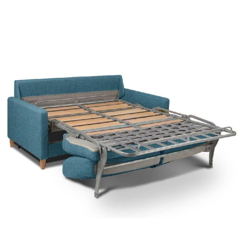 Canapé convertible OGGETTO - Matelas 16 cm - Système express - Sommier à lattes 140 cm - Velours bleu azur - RENATONISI_4