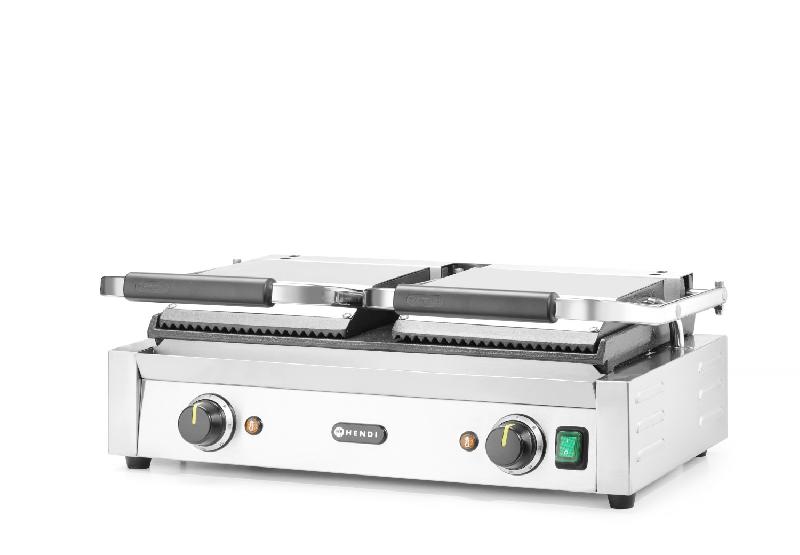Grill de contact modèle double sup rainuré inf lisse 475x230mm HENDI_4