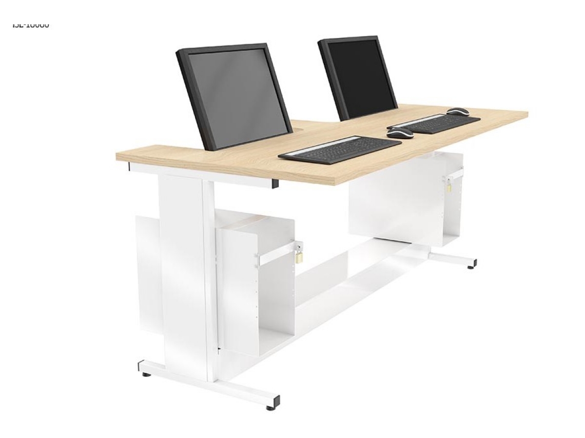 Table informatique ergonomique et sécurisée avec écran semi-encastré - DATA - Fabrication française, piètement réglable et choix de finitions_4