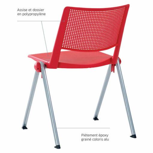 Chaise empilable 4 pieds LINE neuf - multi-usages, économique et pratique - Diversité de couleur_4