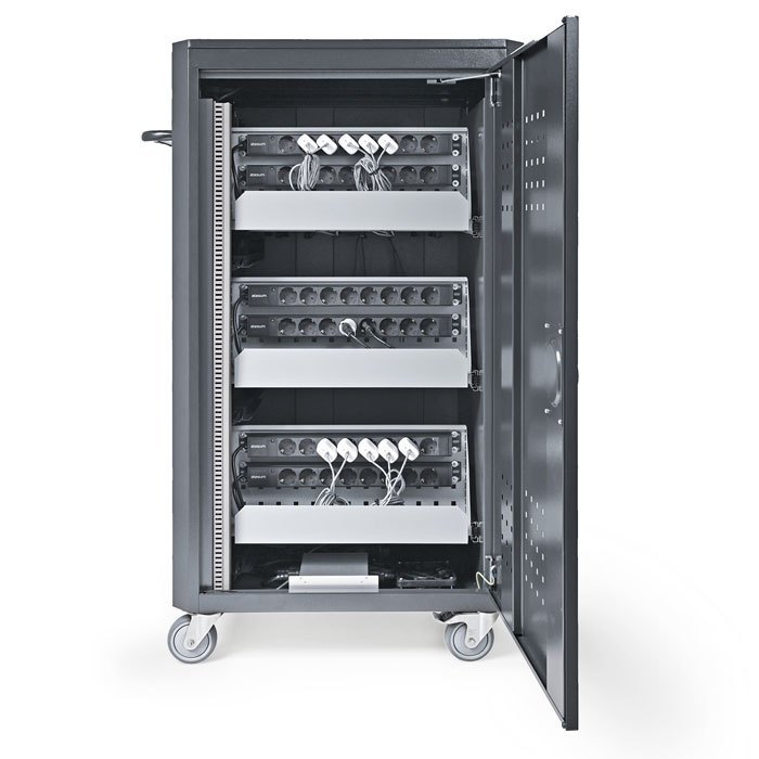 Chariot à tablettes pour 48 tablettes / 36 ordinateurs portables avec fonction de charge - ECOCART 48S - dimensions 830 x 650 x 1290 mm_4