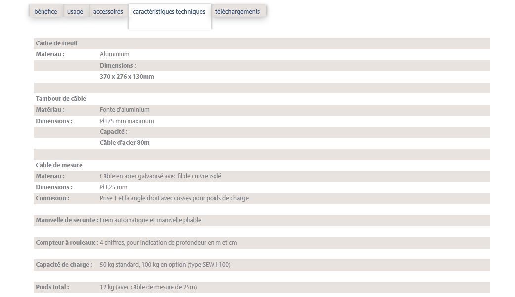 Sewii treuil simple - SEBA - pour mesure de débit, charge de 5 kg à 100 kg_4