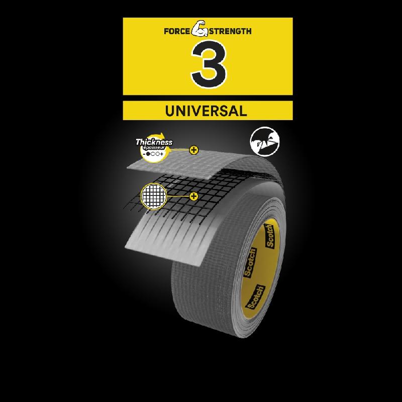 Adhésif de réparation SCOTCH universal - une face - 10 m x 48 mm - gris - déchirable à la main_4