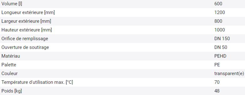 266151w - cuve ibc, palette pe, 600 litres, ouverture dn 150, sortie dn 50_4